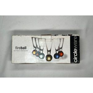 Fireball/Cordials Circleware Shot Glasses Colorful Ball Bottom 6 In Set New